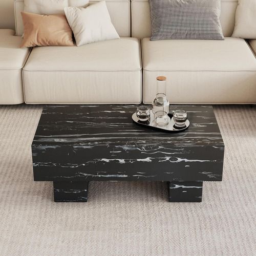 Mesa De Centro Moderna Rectangular De Mármol Falso Con Patas