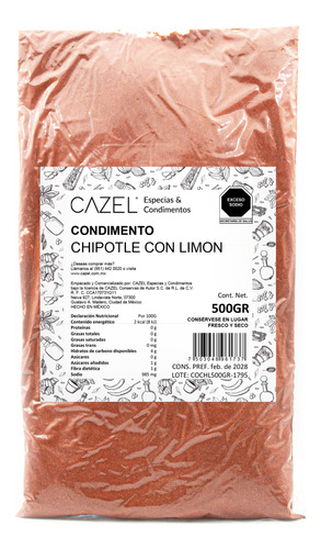 Chile Chipotle En Polvo Con Limón Oaxaqueño 500g