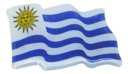 Calco Resinada Bandera Flameante De Uruguay 6,5 X 4 Cm