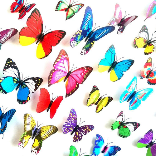 Set 12pc Mariposas Colores Mixtas Imanes Stickers Decoracion