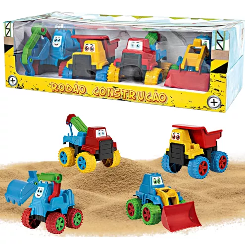 Kit 4 Caminhão Truck Construção 17 Cm Brinquedo Infantil