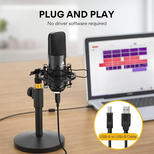 Kit De Micrófono Usb Maono 192khz/24 Bits Au-a04t Pc Condens