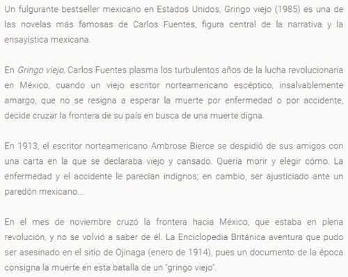Gringo Viejo - Carlos Fuentes / Rba + Sorpresa