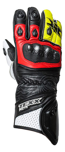 Luva Texx Pista V2 Cano Longo Moto Motociclista Cor Vermelho/Amarelo Tamanho 4XL