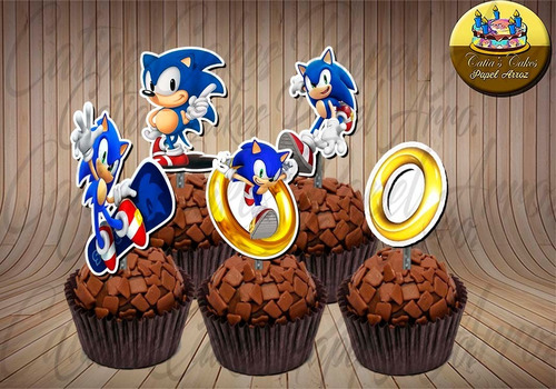 50 Topper Tags Para Doces Sonic Cod 01