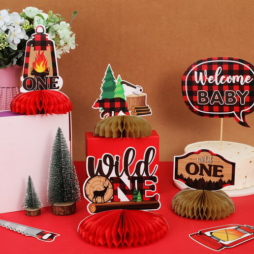 Decoraciones De Primer Cumpleaños De Lumberjack 8pcs Wild De