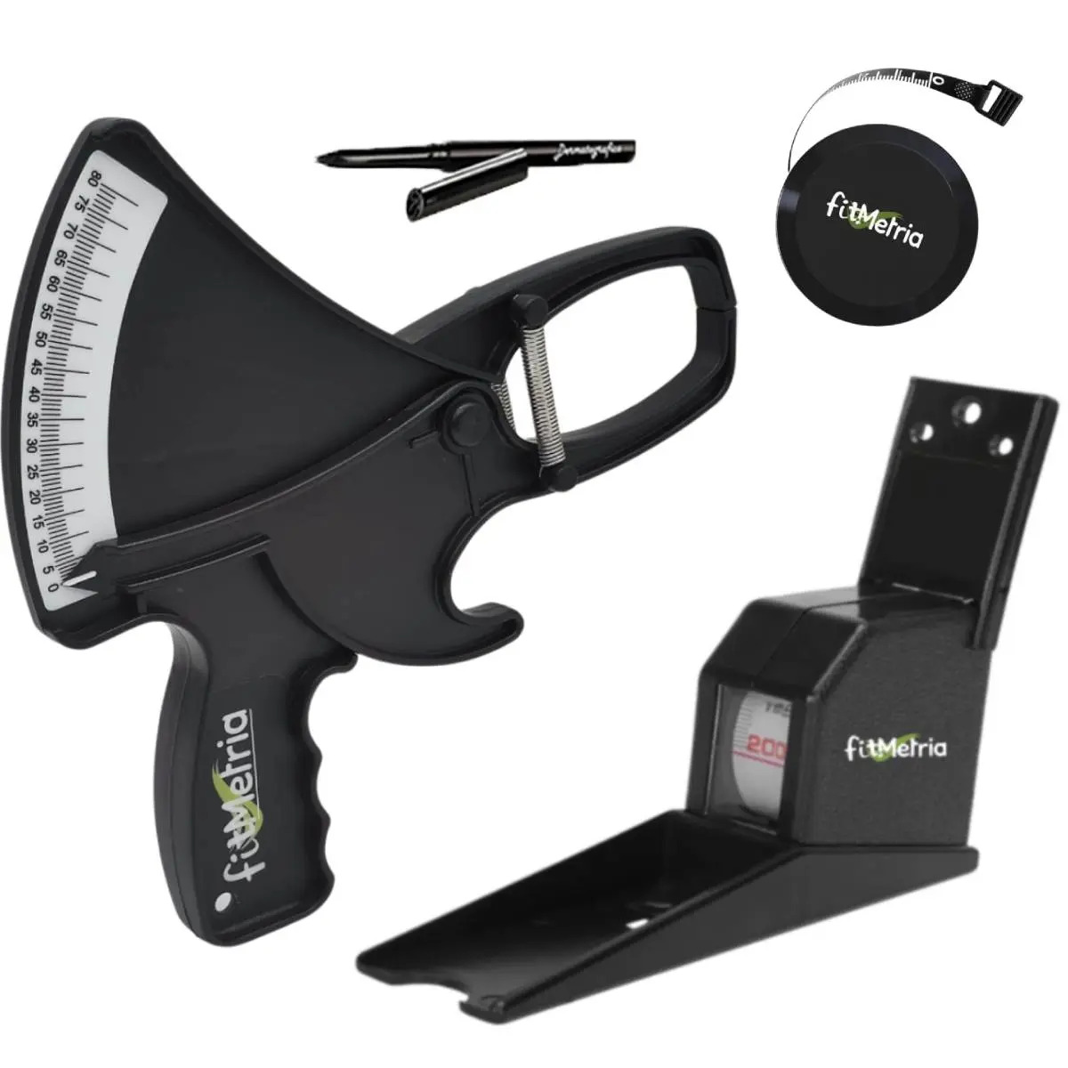 Adipômetro Clínico Fitmetria Com Fita Antropométrica E Caneta Kit Estadiômetro Black