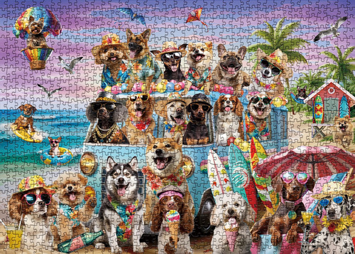 Rompecabezas Divertido Para Perros De Playa, Rompecabezas De
