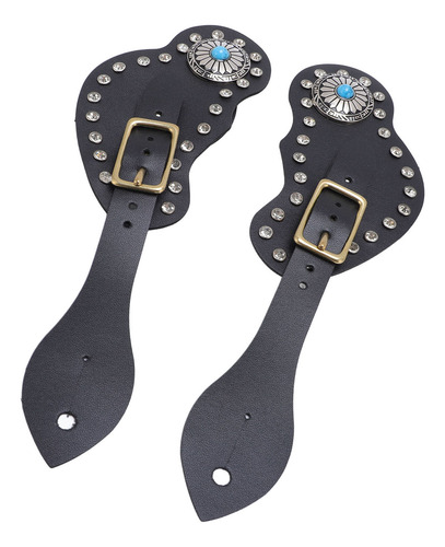 Juego De Correas Con Forma De Espolón Negro, 2 Piezas, Piel