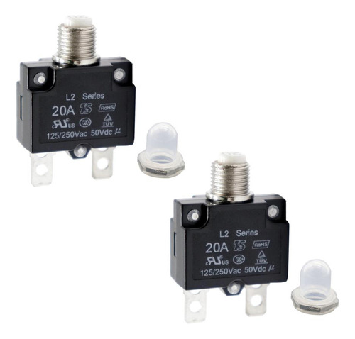 2x Disyuntor 20amp Botón Pulsador Reiniciable Montaje En
