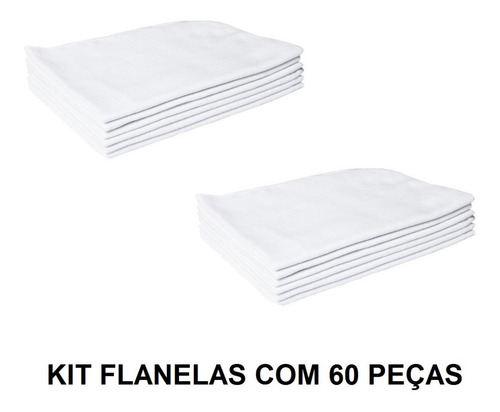 Kit Flanela Branca (p) 28x38 C/60 Peças