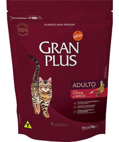 Ração Granplus Gato Adulto Carne E Arroz 3kg