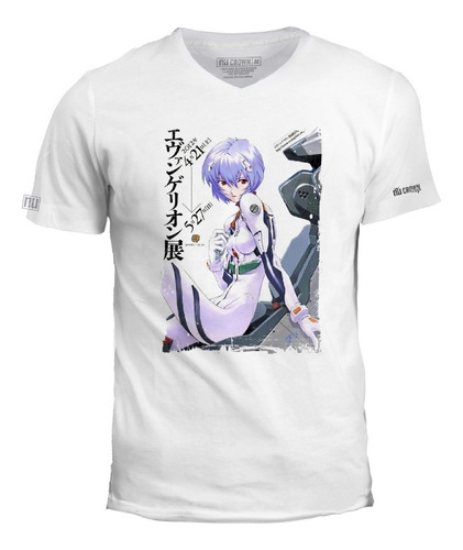 Camiseta Estampada Cuello V Evangelion Anime Rei Hombre Ivk 