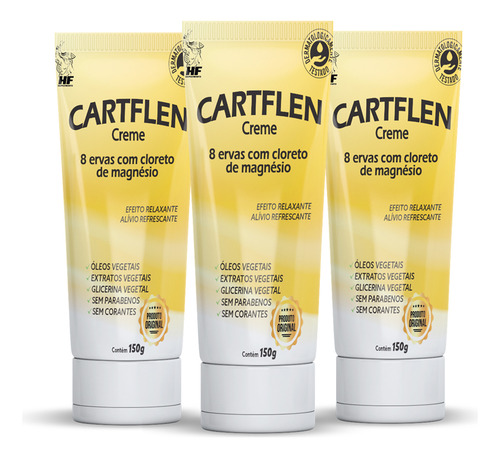 3x Cartflen Creme Massagem Cloreto De Magnesio