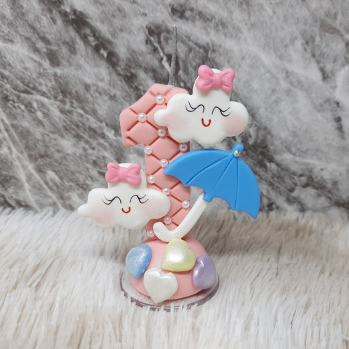 Imagem 3 de 3 de Personalizado Biscuit Aniversario Vela Chuva De Amor