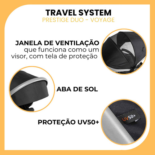 Carrinho Bebê Conforto E Base 3 Em 1 Voyage Kit Completo