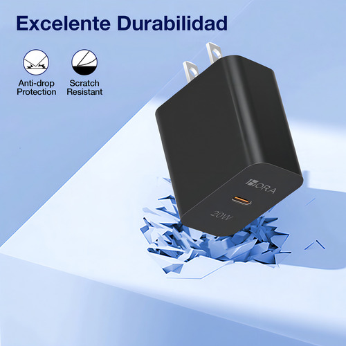 Cargador 1hora Gar152 Usb-c Rápido Negro/blanco Cubo Negro