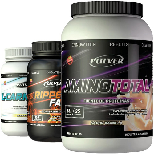 Amino Total Pulver + Carnitina + Ripped Fast Crecimiento De La Masa Muscular Definido