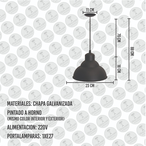 Imagen 3 de 10 de Pack X3 Lampara Colgante Galponera Vintage Industrial