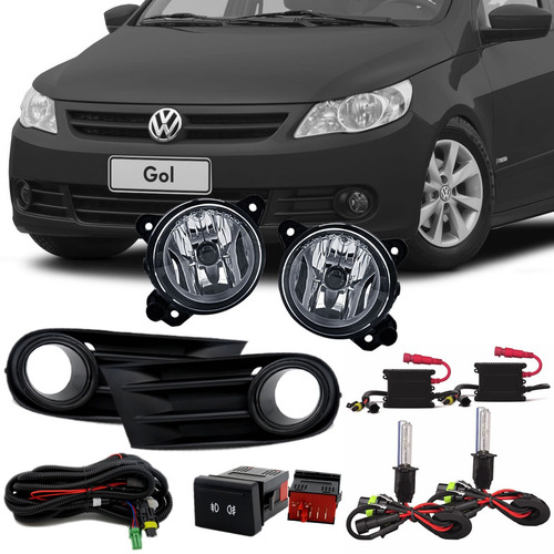 Imagem 1 de 4 de Kit Farol Neblina Gol G5 Moldura. Preta + Xenon 8k