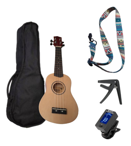 Pack Ukelele Soprano Funda + Capodastro + Correa + Afinador