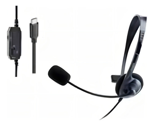 Fone De Ouvido Headset Usb-c Microfone Office Home Bright Cor Preto