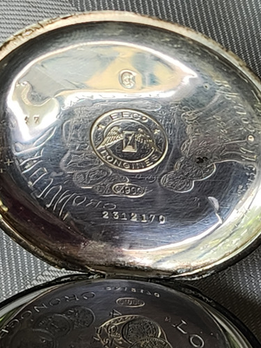 Reloj De Bolsillo Antiguo Longines De Plata 900. Funcionando Plateado (Usado)