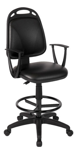 Imagen 1 de 3 de Silla de escritorio de Outlet Diva cajera con apoyabrazos y con ruedas ergonómica  negra con tapizado de cuero sintético