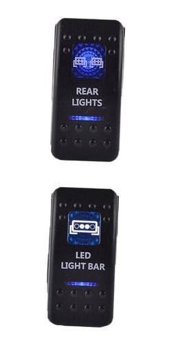 2pcs Barra De Lámpara Luces Traseras Interruptor Azul Coche