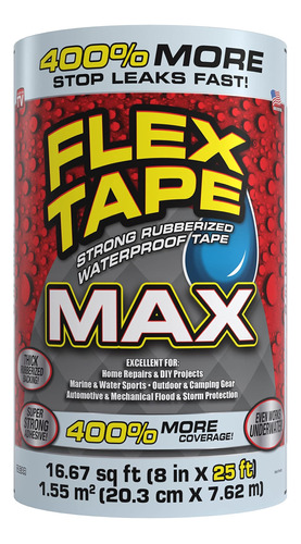 Flex Tape Transparente: 8.0in X 25.6ft, Tfsmaxclr08