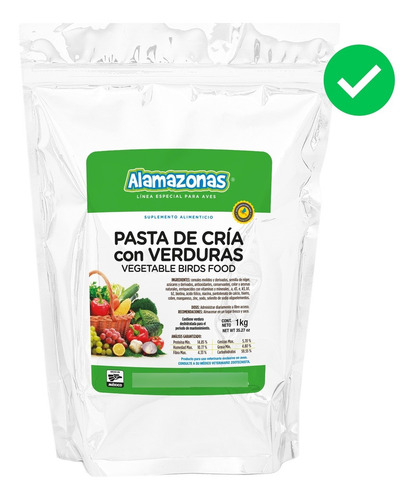 Kit 5 Pasta De Cría Con Verduras 1kg Vegetable Alamazonas