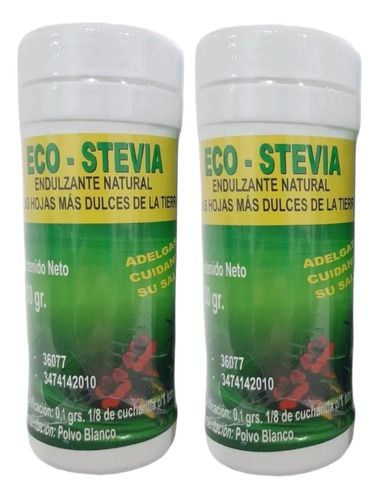 Eco Stevia En Polvo ,pack De 2 Potes Grandes 