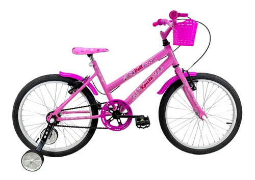 Bicicleta  de passeio infantil Route Doll aro 20 14" freios v-brakes cor rosa com rodas de treinamento