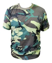 Comprar Remera Tactica Camuflada Woodland Selva Manga Corta Algodon