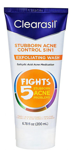 Clearasil Stubborn Acne Exfoliating Face Wash 200ml 6.78oz