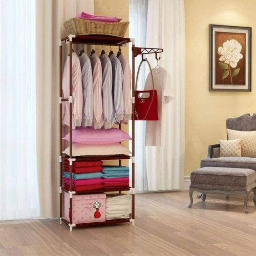 Ropero Perchero Organizador 3 Estantes Ropa Zapatos Calidad® Color Marrón