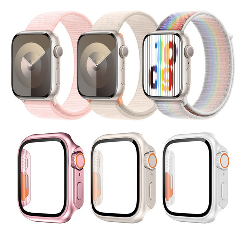 3 Correa Y Funda Para Apple Watch Iwatch Se Series 9 8 7 6 5