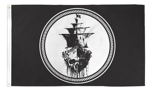 Bandera Duradera De Barco Pirata Fantasma De 3x5 Pies, Bande