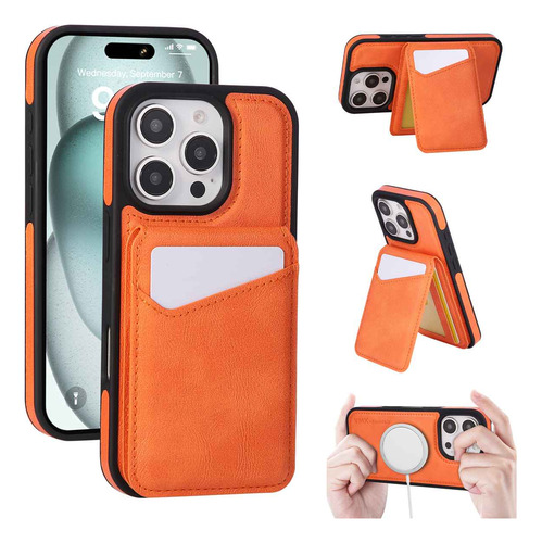 Funda De Piel Sintética Magsafe De Lujo 2 En 1 Para iPhone 11 12 13 14 15 16 Pro Max 14plus 15plus 16plus