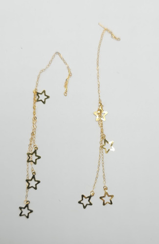 Aretes Ligeros Con Estrellas De Oro De 18k