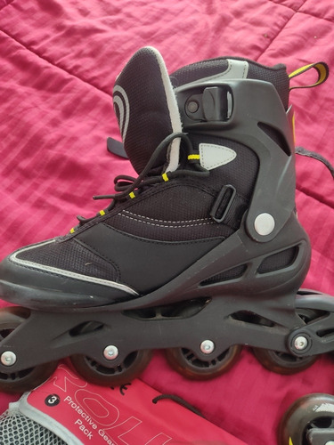 Imagen 3 de 7 de Patines En Linea Con Juego De Protección De Codos, Rodillas