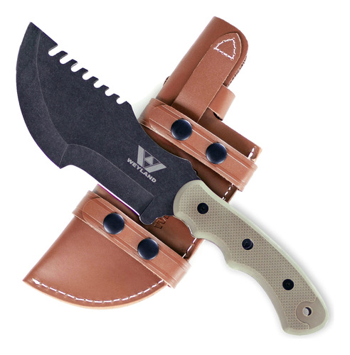 Cuchillo Rastreador De Bushcraft Hoja Fija Con Funda De Cu