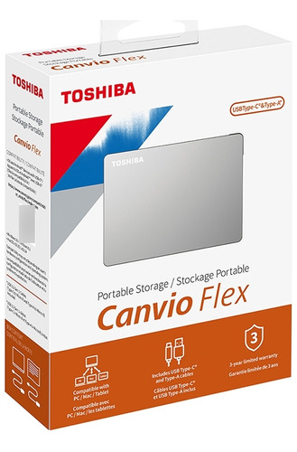 Disco Duro Externo Toshiba 2tb Serie Canvio Flex Color Plata