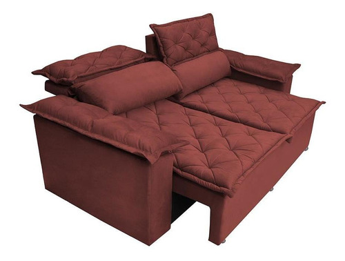 Sofá Retrátil E Reclinável Cama Inbox Compact 1,50m Vermelho