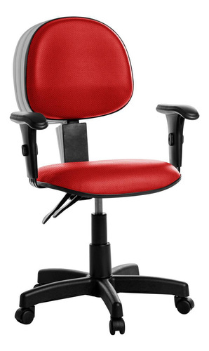 Cadeira Ergonômica Executiva Com Braço Rj Vermelho