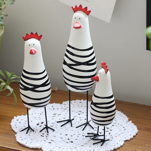 Figura De Gallo Y Pollo, Adorno, Figura De Animales De Granj