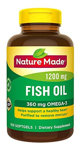 Nature Made Aceite De Pescado Omega-3, 1200 Mg, 100 Cápsulas