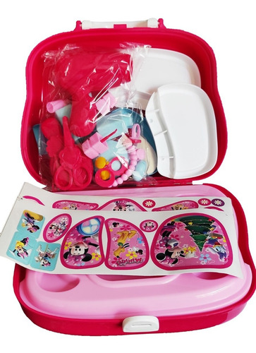 Imagem 2 de 4 de Kit Maleta Penteadeira Da Minnie C/ 21 Peças Fashion Girl
