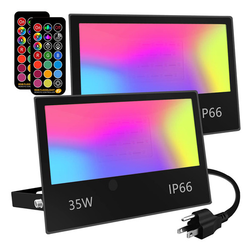 Luz Led De Inundacin Para Exteriores, 35 W Rgb De Color Camb