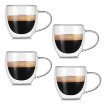 Comprar Pocillo Taza Café 80 Ml Doble Pared Vidrio Borosilicato X4